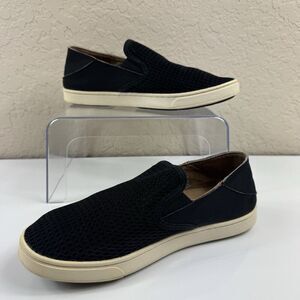 OluKai Pehuea Slip On Sneaker Womens Size 8 Shoes Black Comfort Casual Loafers
